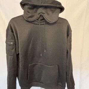 Unisex Hoodie w/eyemask for travel (XL) Black